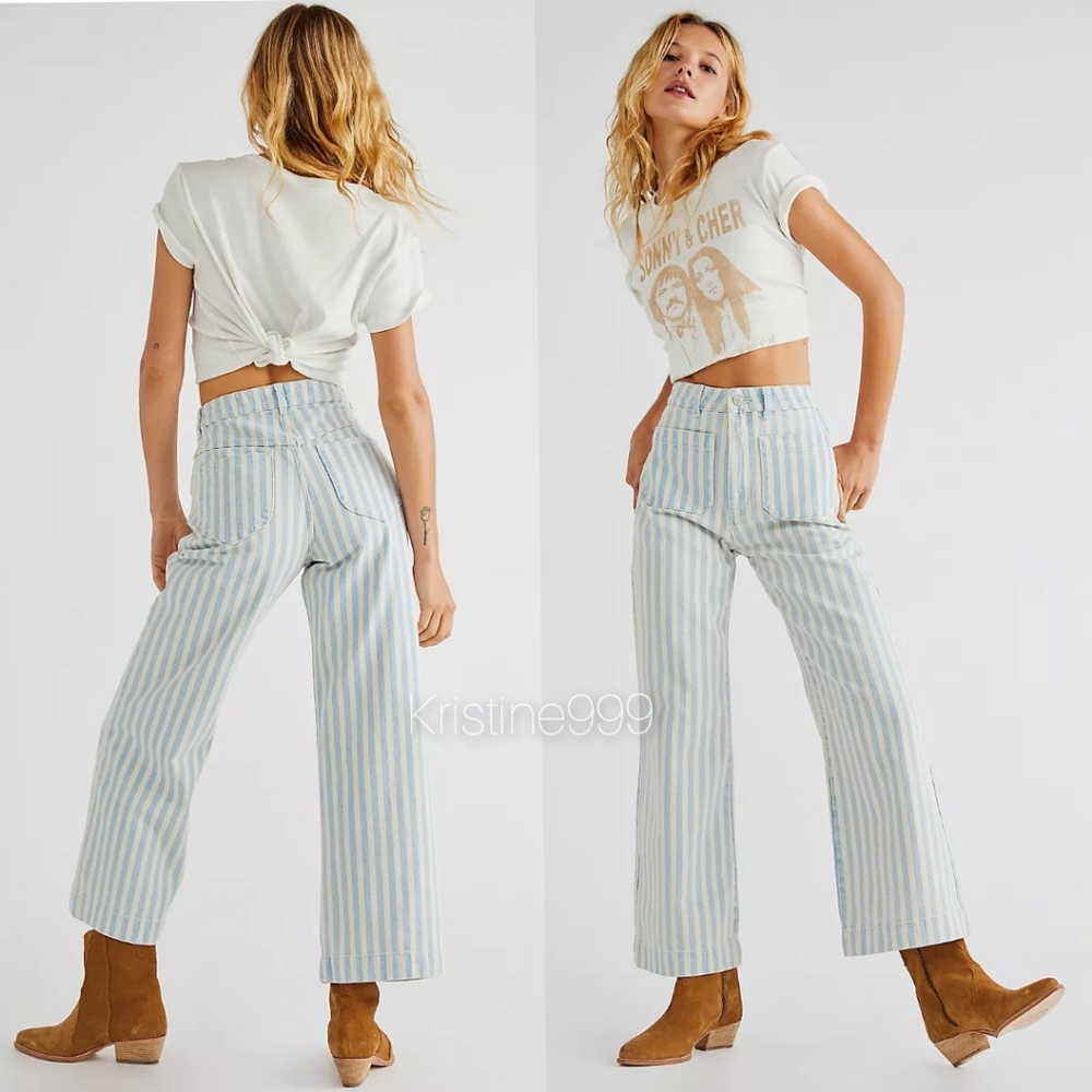 Rolla's Sailor Wide Leg Jeans in Sky Stripe Retro - brand new with tags!